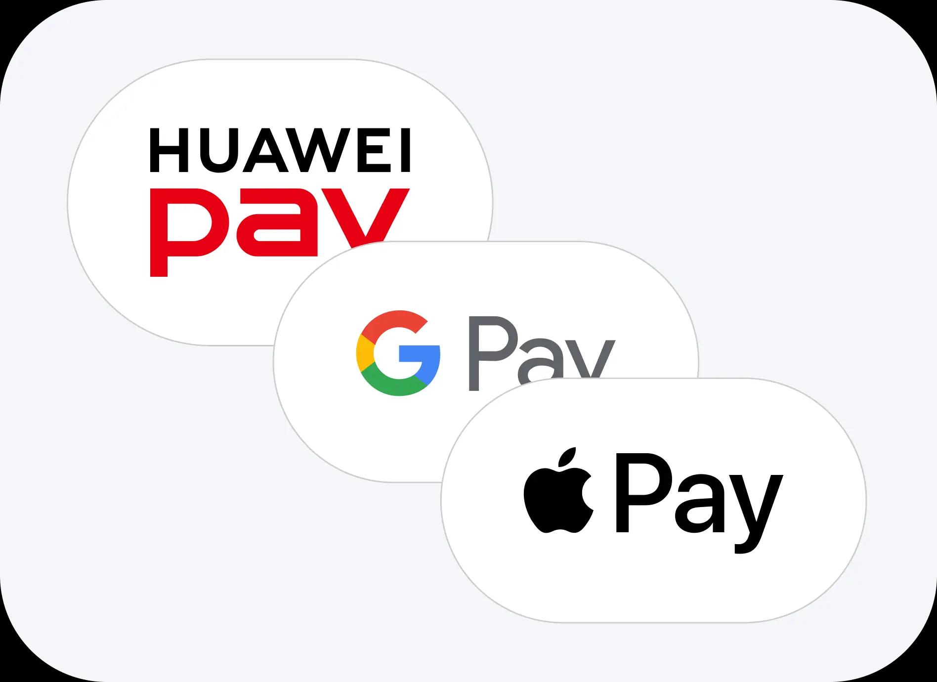 Apple Pay, Google Pay и Huawei Pay